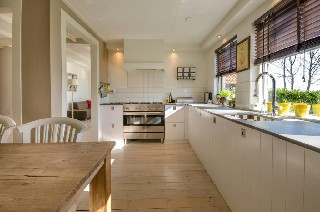 Bright kitchen in a Calgary home after standard house cleaning