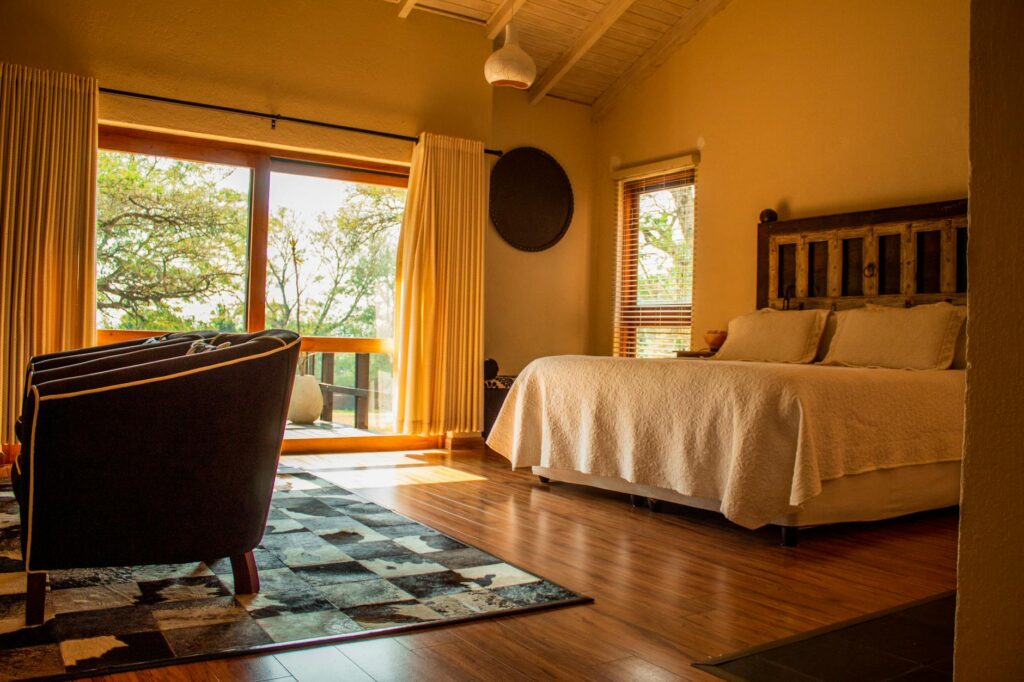 Fresh guest room prepared for Calgary Airbnb turnover cleaning